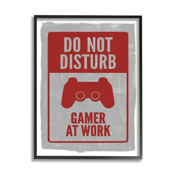 Stupell Industries Do Not Disturb Gamer Red Vintage Style Sign Graphic Art Black Framed Art Print Wall Art, 16x20, by Lux Me Designs