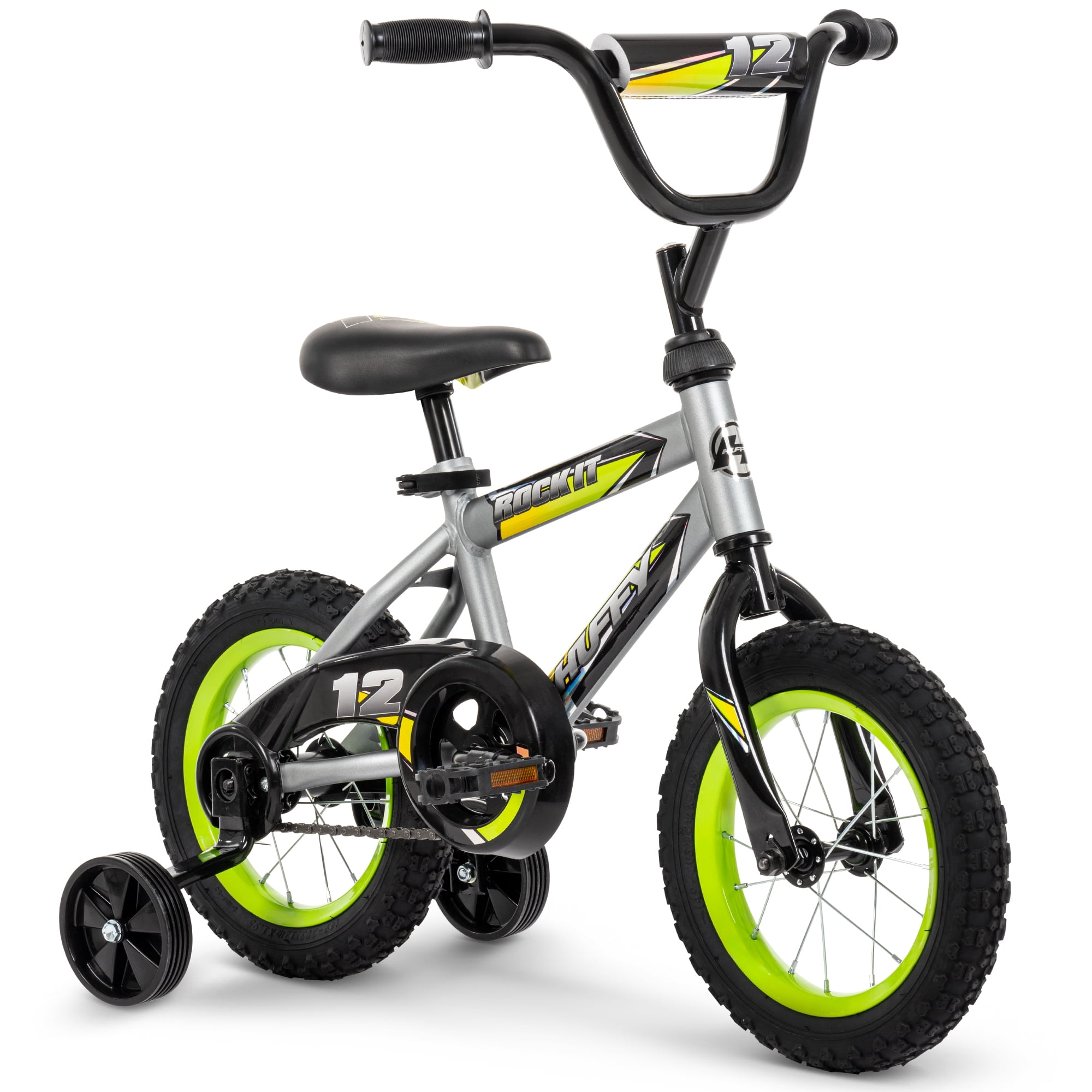 Huffy 12 in. Rock It Kids Bike with Training Wheels, Grey Matte