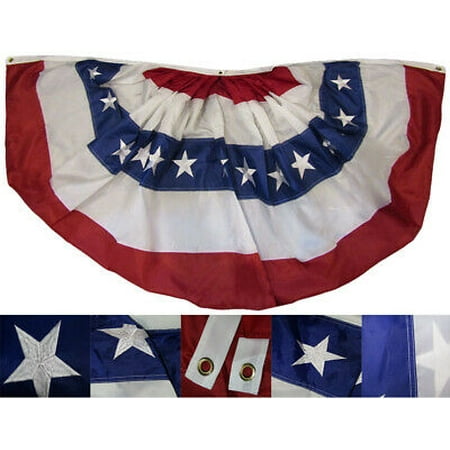3x6 USA American 3'x6' 210D Nylon Embroidered Fan Flag Banner Bunting (RUF)