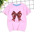 thumbnail image 3 of Gerichy Girls Short Sleeve T Shirts Girls Graphic Print Summer Short T-Shirts for Girls Valentine's Day Shirt Cute Bow Printed Crewneck Summer Tops, 3 of 5