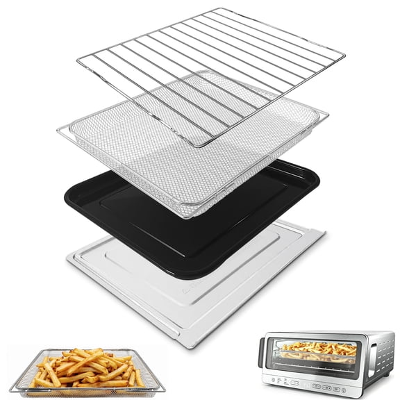 GWY Air fryer Grill Pan Crumb Tray Basket Wire Rack Kit for Ninja Flip Toaster Oven & Air Fryer SP151, Food Grade Stainless Steel Air Fryer Replacement Parts Accessories