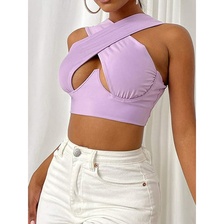 wybzd Women Y2k Cami Shirt Spaghetti Strap Crop Top Backless Going Out  Camisole Vest Tank Tops 