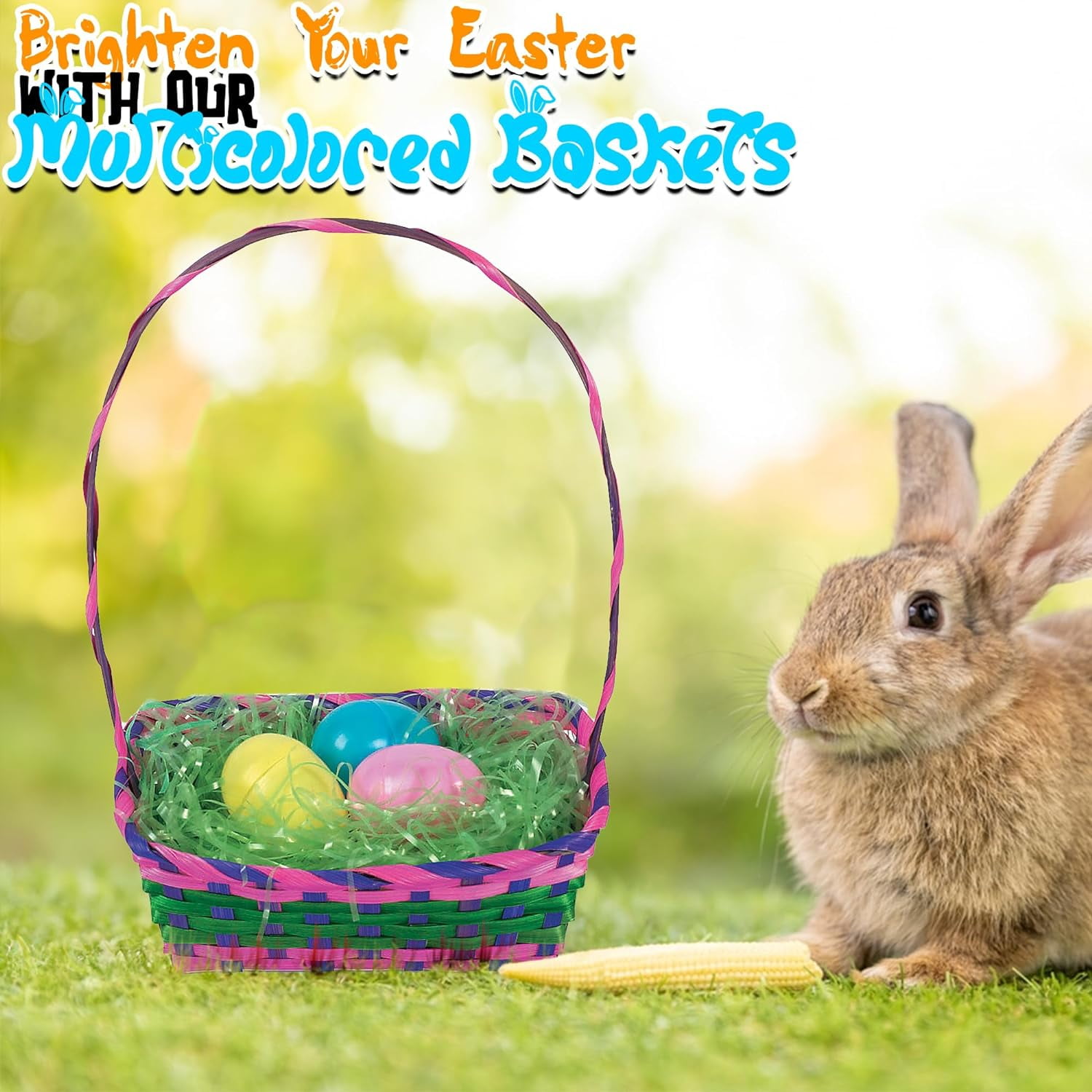Fun Express Multicolor Rectangular Bamboo Easter Baskets - 12 Pieces