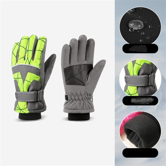 Boys & Girls Winter Gloves Set, Water-Resistant & Warm for School, Playground, Snow Days & Outdoor Family Activities D