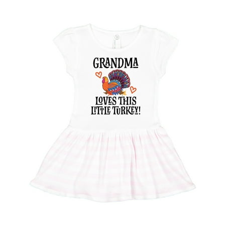 

Inktastic Thanksgiving Grandma Loves Little Turkey Gift Toddler Girl Dress