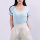 thumbnail image 1 of mfyjkho Tops Para Mujer, Camiseta Informal De Manga Corta De Color Liso Para Mujer, Cuello En U, Blusas Para El Hogar Tops De Gimnasio Para Mujer Xl, 1 of 5