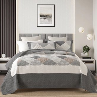 Nautica- Queen Quilt Set, Cotton Reversible Bedding Set, All Season Designer Home Décor (Coveside Grey, Queen