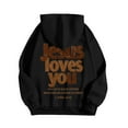 thumbnail image 4 of idosla Hoodies for Women Trendy Jesus Loves You Hoodie Oversized Long Sleeve Christian Sweatshirts Outfit (Black, L), 4 of 7