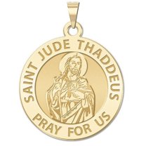 Picturesongold.Com Saint Jude Round Religious Medal Necklace Pendants Adult -10k Yellow Gold - 2/3in