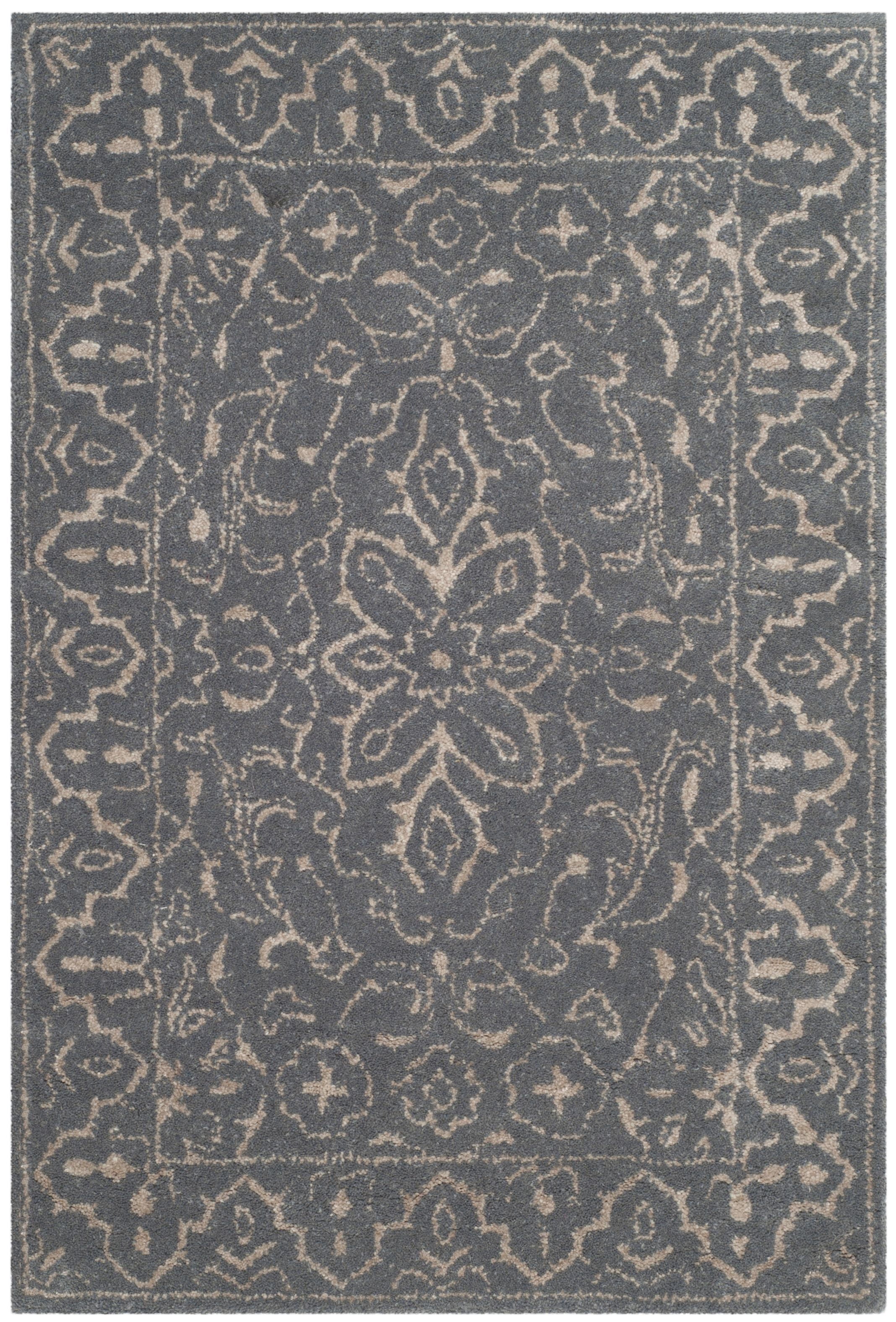 SAFAVIEH Glamour Kalisha Traditional Wool Area Rug, Steel/Blue, 2' x 3'