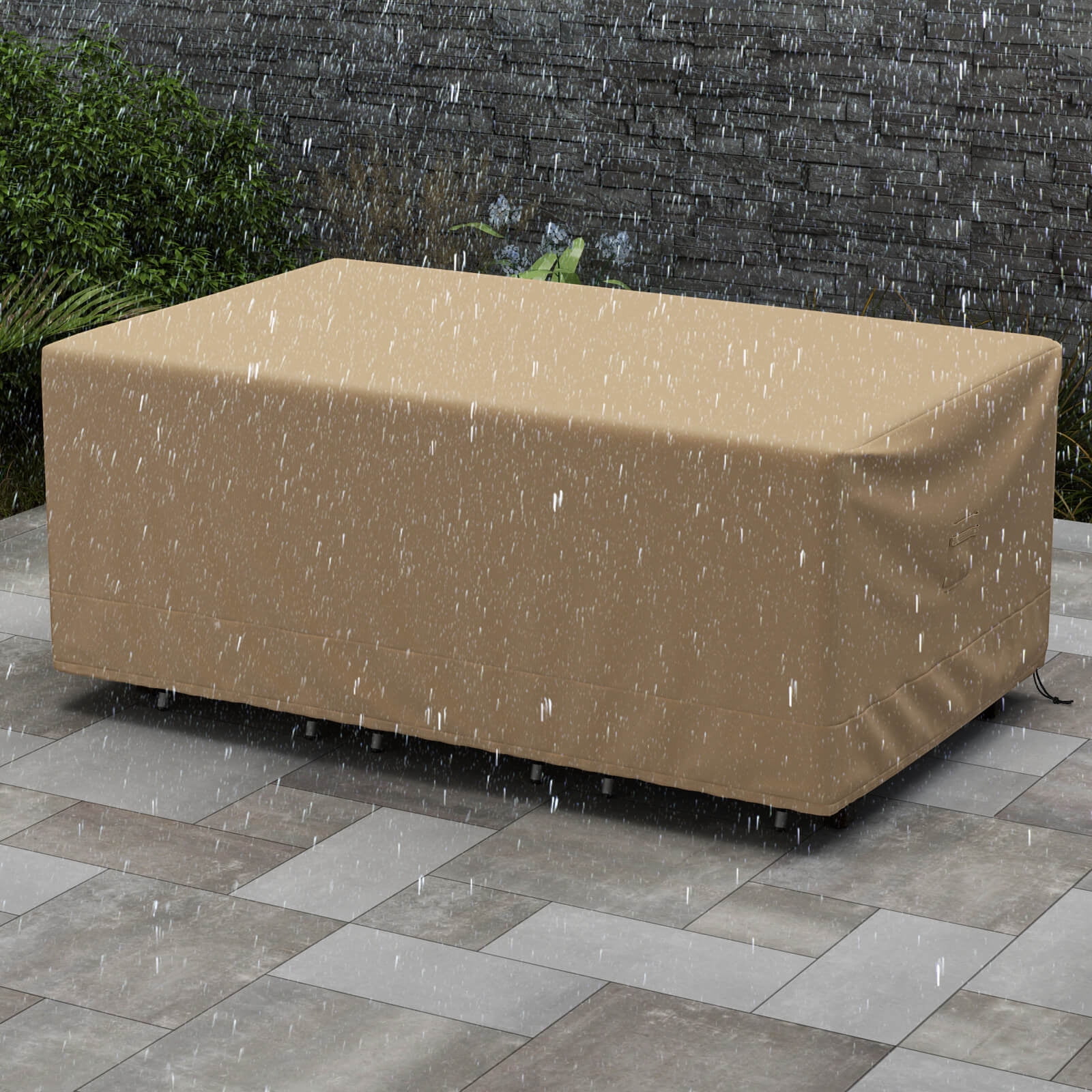 Costway Patio 90''x50'' Dining Set Cover Rectangle Table Chair Waterproof Handle Air Vent