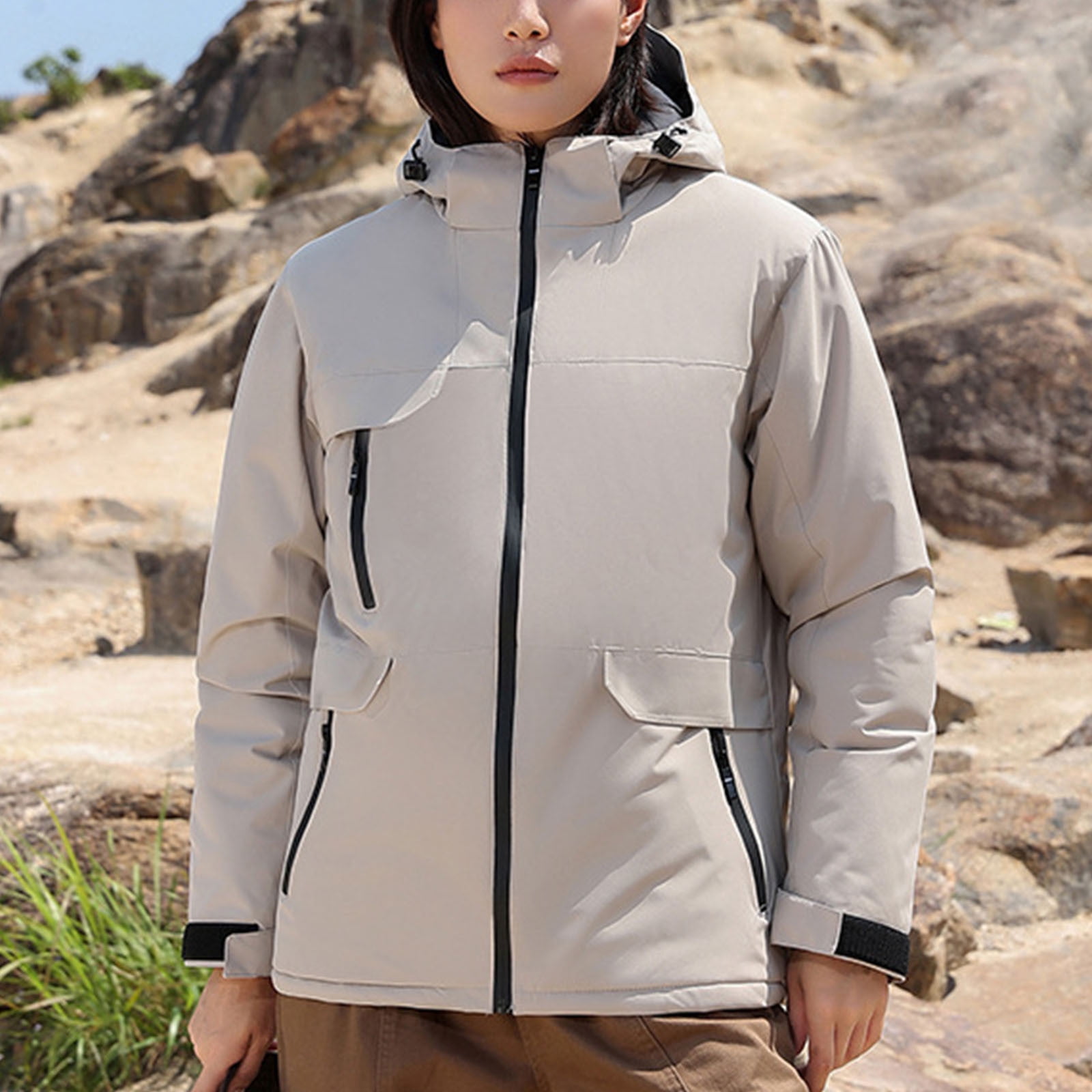 Veste Imperméable Femme Longue - Trench Capuche Coupe-Vent - Matériau Léger Respirant - Pour Randonnée, Voyage, Sport Extérieur - Taille S à XXXL