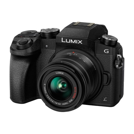 Panasonic Lumix DMC-G7 16 Megapixel Mirrorless Camera with Lens, 14 mm, 42 mm, Black