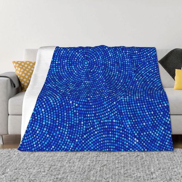 Fotbe Blue Circles Mosaic Manta de Franela con Estampado, Manta Ultrasuave para Cama, Sofá, Auto, Hipoalergénica y Antibolitas-80"x60"