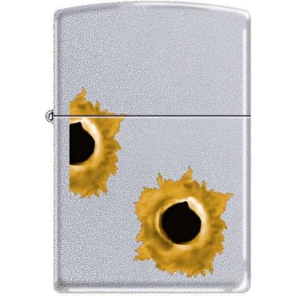 Zippo Lighter -for Barrett Smythe Bullet Holes Satin Chrome Lighter #Z5343