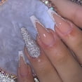 thumbnail image 6 of Buy 2 Get 1 Free 24Pcs Pink Stiletto Press on Nails Long Fake Nails with Glue French Tip False Nails Artificial Acrylic Nails Press ons Long Almond Press on Nails Full Cover Reusable Stick on Nail, 6 of 10