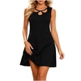 thumbnail image 4 of ClodeEU Women's Sleeveless Cutout Neck Mini Dress,Casual A Line Sundress for Summer Black,Women's Plus XL, 4 of 7