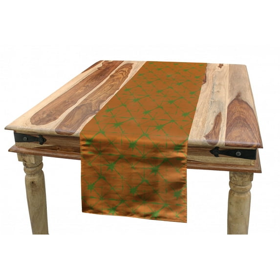 Abstract Table Runner, Asian Inspired Traditional Japan Tile Like Lines in Grunge Style, Dining Room Kitchen Rectangular Runner, 3 Sizes, by Ambesonne