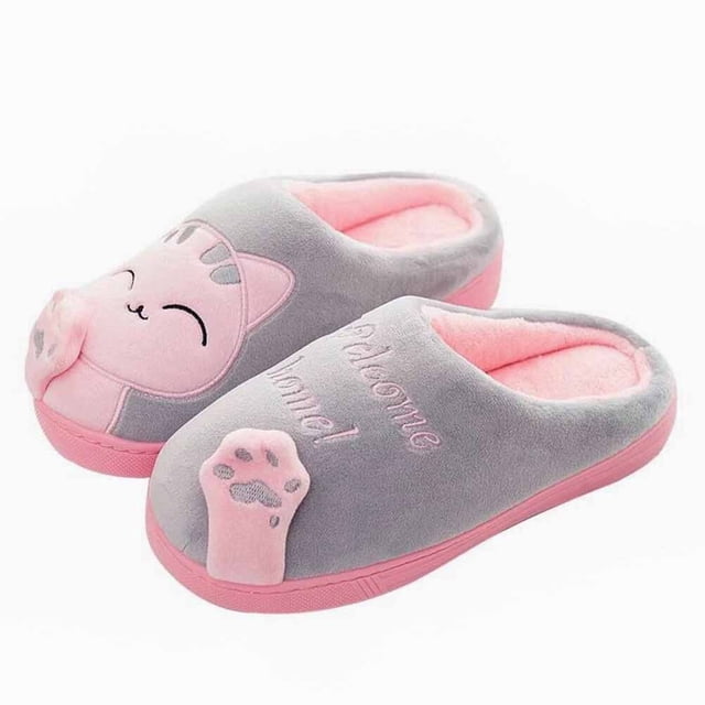 Pantuflas de algodón para mujer, cálidas y antideslizantes, para el invierno (gris, talla M, talla 38-39 yardas, aptas para 37-38 yardas)