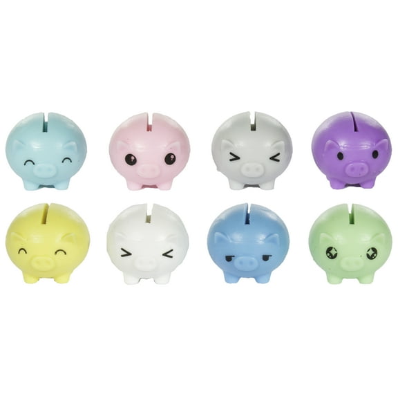 Party Favors - Set Of 8 Assorted Colored Worlds Smallest Piggy Banks