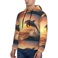 thumbnail image 3 of Pofeuu Sunset Dancing Dolphin A Print Mens Casual Hooded Collar Drawstring Hoodies Pullover Sweatshirts Casual Long Sleeve Shirts-Medium, 3 of 7
