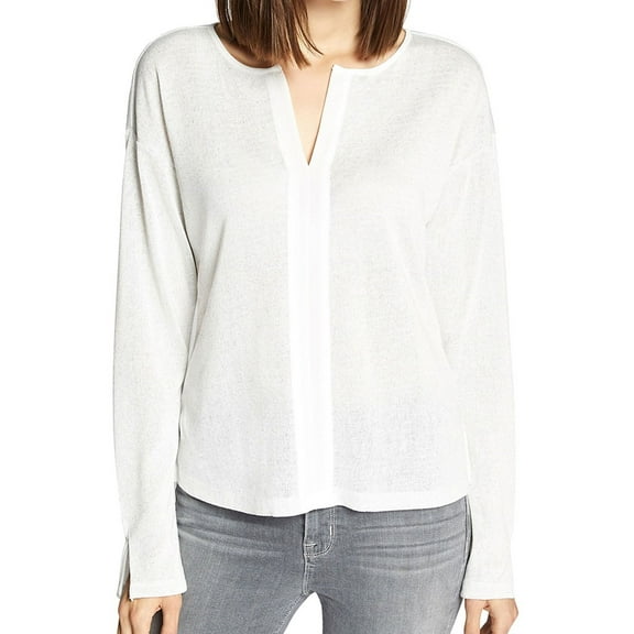 Sanctuary Clothing Womens Mixed Media Pullover Blouse, White, Small