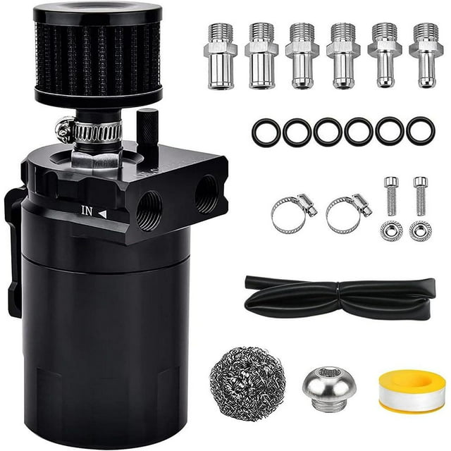 Baffled Aluminum Oil Catch Can Reservoir Tank / Oil with Filter Tank Universal Performance Alloy Alloy Filter Kit Filter Engine Kit Separator – Contamination Baffled Alloy Filter Aluminum Ca