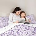 thumbnail image 4 of Erosebridal Purple Flower Queen Comforter Set for Girls, Chic Floral Bedding Comforter Set, Reversible, 3pcs, 4 of 6
