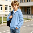 thumbnail image 5 of Boys Quarter Zip Hoodies Waffle Knit Long Sleeve Hooded Sweatshirts Teens Pullover Tops Clothes 3-14 Years, 5 of 6