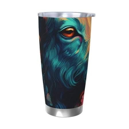 

Gukieu Colorful Flower Goat Print 20OZ Car Cup Vacuum Stainless Steel Leak-proof Thermos Cup Unisex Suitable for Home Outdoor and Sports-Without Straw