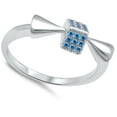 thumbnail image 4 of CHOOSE YOUR COLOR Blue Simulated Sapphire Dice Cube Ring .925 Sterling Silver Toe Band CZ Female Size 3.5, 4 of 4