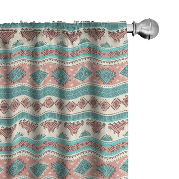 Ambesonne Tribal Curtains, Aztec Art Style, Pair of 28"x84", Cream Aqua and Peach