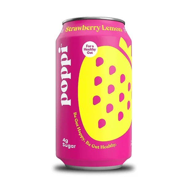 Poppi Prebiotic Soda, Strawberry Lemon, 12 fl oz