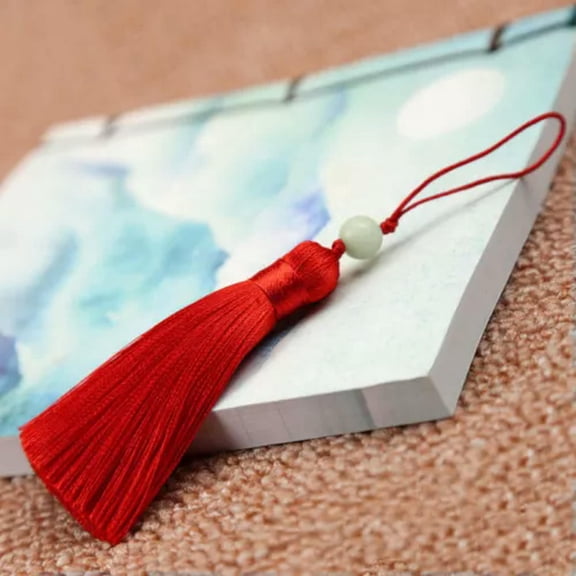 U8MO 8cm Jade Bead Tassel Trim Craft Jewelry Making DIY Pendant 24 Colors Optional-1# red