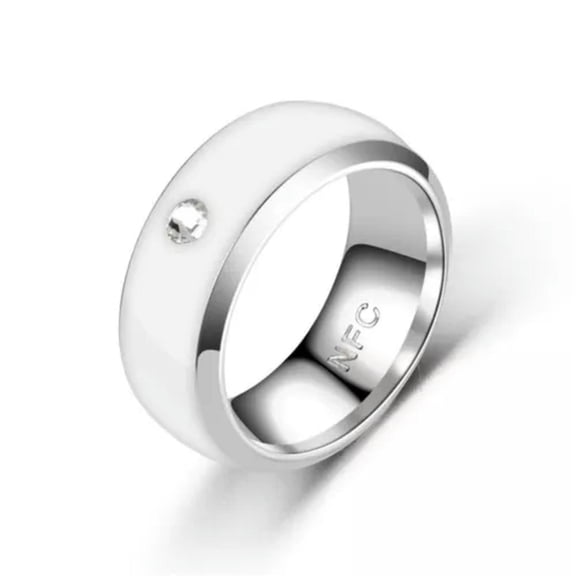 QQTDFG Stainless Steel Finger Digital Ring NFC Finger Ring for Android Phone Men-WHITE-7