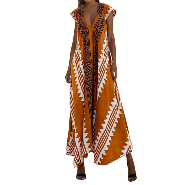 SZXZYGS Robes Midi pour Femmes Été Décontracté Femmes 2023 Été Style Plage Femme Robe Longue à Col en V Coupe Ajustée Sans Manches Robe de Soirée Décontractée Maxi Robes de Boîte de Nuit 2024