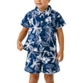 thumbnail image 4 of Toddler Boy Outfits Coconut Tree Print Lapel Short Sleeve Shirt Top And Shorts 2 Piece Everyday Wear Boys' Clothing Sets Size 2-3 Years, 4 of 4