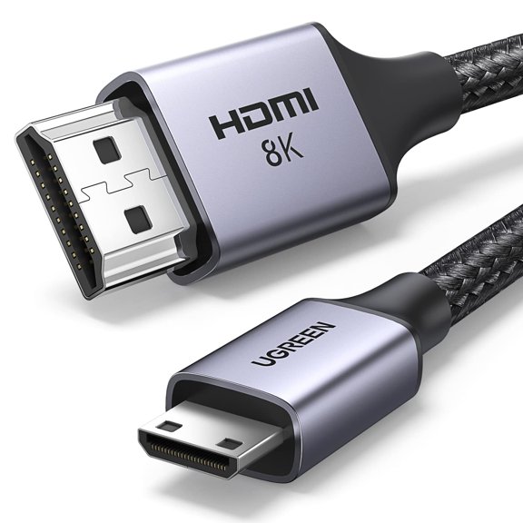 Cable HDMI UGREEN 8K Mini HDMI a HDMI 2.1 de aluminio trenzado de 6.6 pies