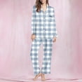 thumbnail image 3 of Cute Plaid Pajama Sets for Women 2 Piece Gingham Loungewear Long Sleeve Button Down Sleepwear Nightwear Soft Pjs Lounge Sets, 3 of 4