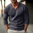 thumbnail image 2 of Afdoent Men's Long Sleeve Sweater Mens Knitwear V Neck Slim Long Sleeve Sweater Fall Winter Soft Pullover Top, 2 of 8