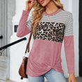 thumbnail image 1 of Top De Manga Larga Camisa de otoño para mujer Top Estampado de leopardo Raya horizontal Estilo sexy Traje de vacaciones Cgtredaw Rosa S para Mujer, 1 of 1