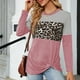thumbnail image 3 of Top De Manga Larga Camisa de otoño para mujer Top Estampado de leopardo Raya horizontal Estilo sexy Traje de vacaciones Cgtredaw Rosa Xxl para Mujer, 3 of 6