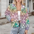 thumbnail image 3 of Jackets for Women Winter Coat Jackets Flannel Stand Collar Jacket(Rainbow Mermaid Scales,Size:S-4XL), 3 of 7
