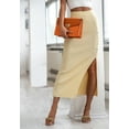 thumbnail image 2 of High Waist Contrast Side Button Slit Skirt for Women Mid-Calf Length Yellow Large, 2 of 5