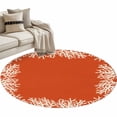 thumbnail image 2 of Sea White Coral Round Area Rugs 3 ft, Marine Orange Background Modern Art Washable Small Area Rug with Non-Slip Sturdy Edge Binding Round Front Door Mat Floor Carpet for Entryway, 2 of 9