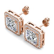 Cate & Chloe Norah 18k Rose Gold Plated Stud Earrings with Simulated Diamond Crystals for Women