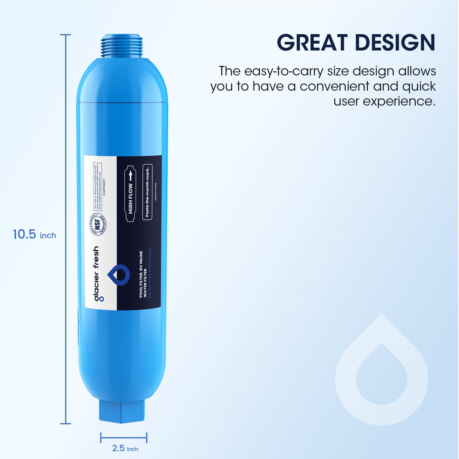 GLACIER FRESH Garden Hose End Pre-Filter for Swimming Pool, Hot Tubs, Spa, Ponds, Greatly Reduces Odors, Chlorin and Sediment, up to 8,000 Gallons, 2 Pack