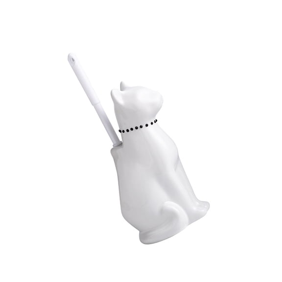 Freestanding Toilet Brush and Holder Ceramic Cats Base Toilet Bowl Brush Cleaner