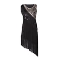 thumbnail image 1 of Vestido de noche de baile lírico sin mangas con lentejuelas de bailarina Ropa de baile Negro Zulema Vestidos de baile latino para mujer, 1 of 8