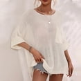 thumbnail image 2 of safuny Women's Trendy Loose Knitted Sweater Clearance Solid Tops Long Sleeve Tees Round Neck Shirts Bust Pocket Vintage Clothing 2024 Fashion Summer White XL, 2 of 9